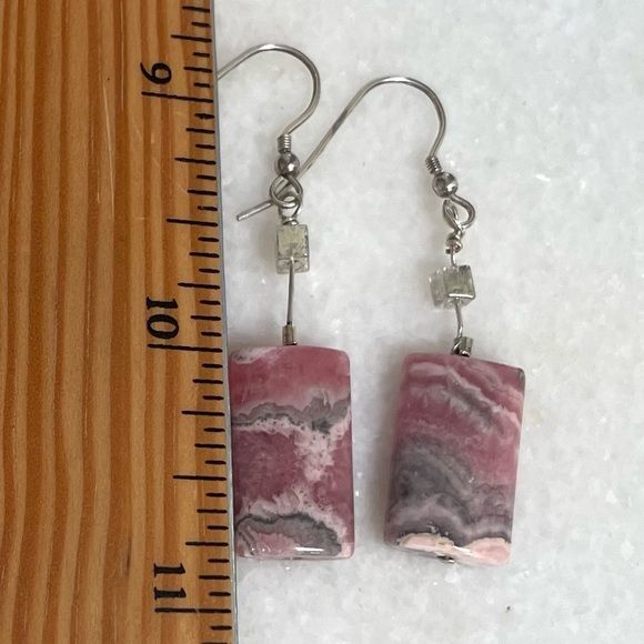 Rhodonite and Silver Earrings - Picture 2 of 3